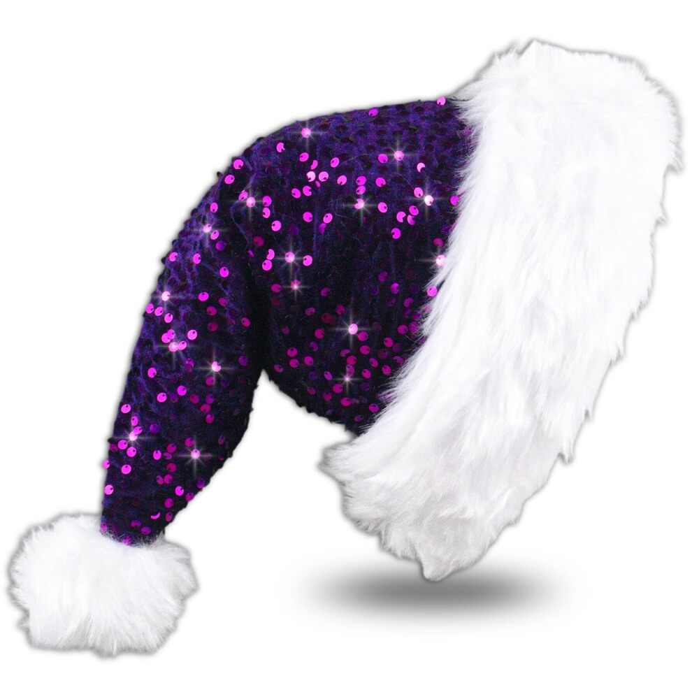 9536 Sequin Santa Hat, Christmas Hats or , Soft Adults Holiday Hat